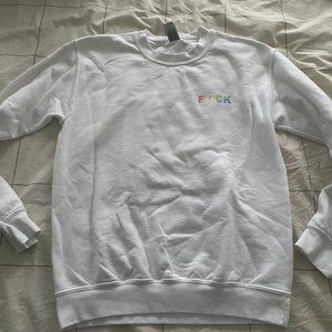F💔CK Sweatshirt White Size Small
